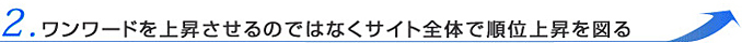 ワンワードを上昇させるのではなくサイト全体で順位上昇を図る